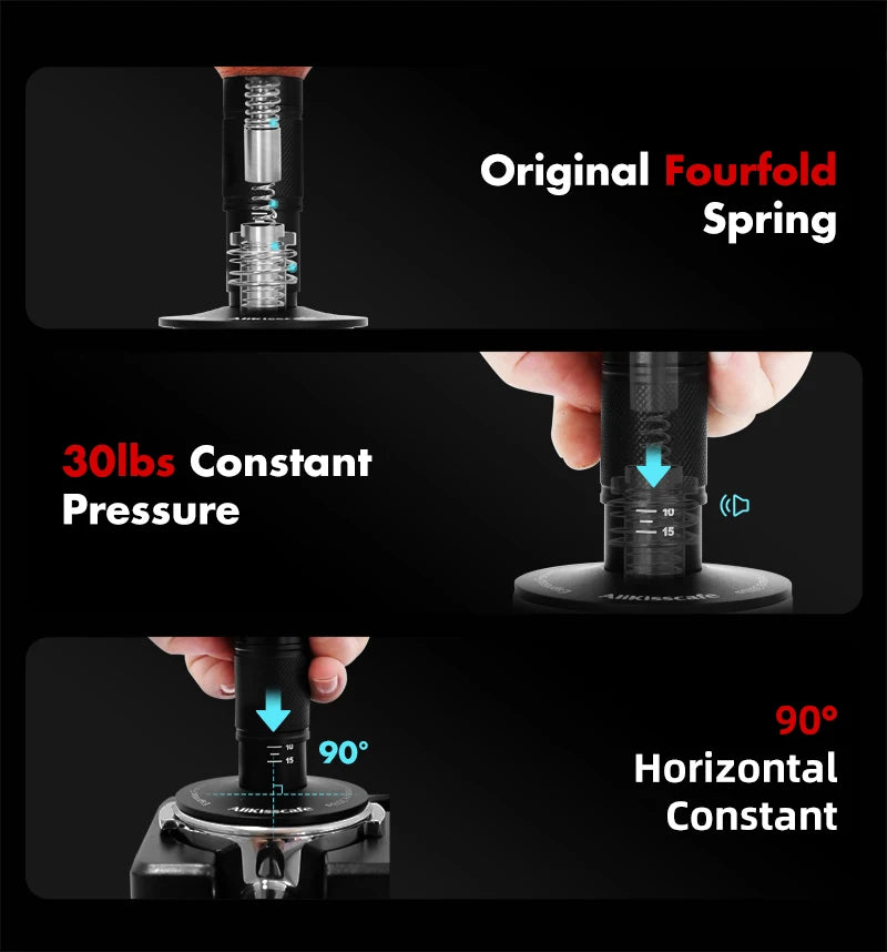 AliKisscafe Coffee Tamper Impact 4 Spring Constant Pressure 30lb 51mm 53.3mm 58.5mm For Breville Espresso Accsesory Barista Tool
