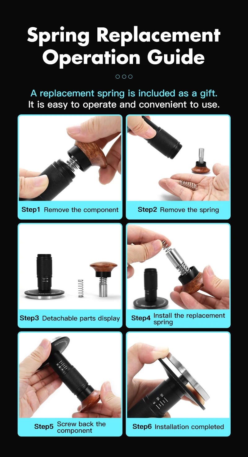 AliKisscafe Coffee Tamper Impact 4 Spring Constant Pressure 30lb 51mm 53.3mm 58.5mm For Breville Espresso Accsesory Barista Tool