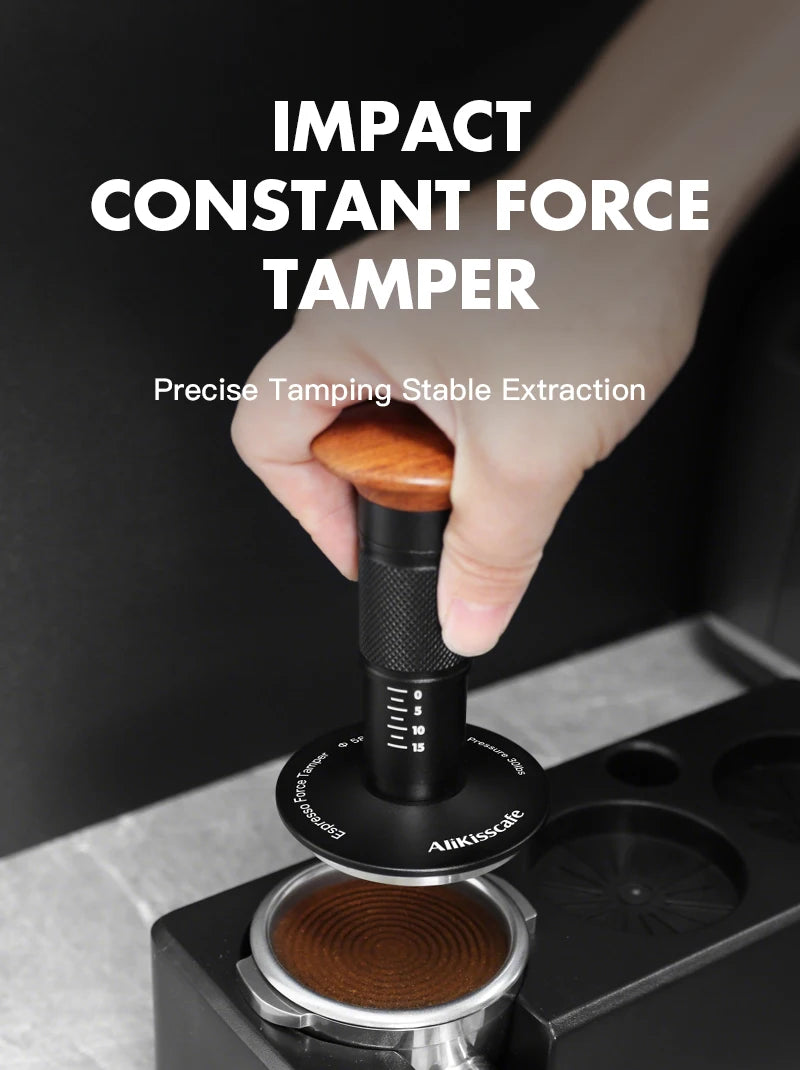 AliKisscafe Coffee Tamper Impact 4 Spring Constant Pressure 30lb 51mm 53.3mm 58.5mm For Breville Espresso Accsesory Barista Tool