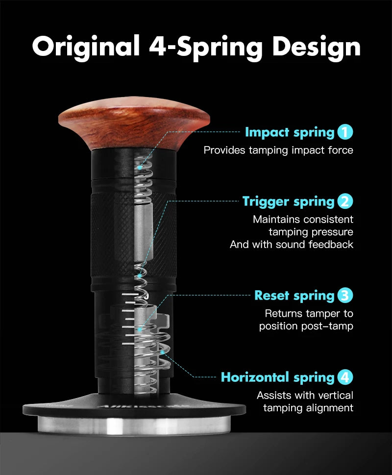 AliKisscafe Coffee Tamper Impact 4 Spring Constant Pressure 30lb 51mm 53.3mm 58.5mm For Breville Espresso Accsesory Barista Tool